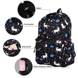 Unicorn School Backpack Waterproof Canvas Pencil Bag 3PC Set