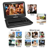 UEME Portable DVD CD Player with 10.1 Inches LCD Screen, Car Headrest Mount Holder, Remote Control, Car Charger Wall Charger, Personal DVD Players with Built-in Rechargeable Battery (Black)