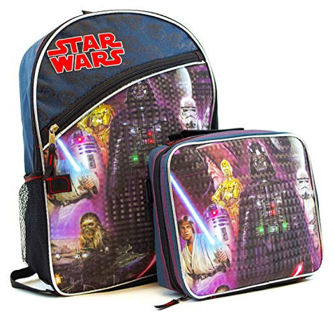 Star Wars Classic Characters 16" Kids Backpack and Matching Insulated Lunch Box Combo