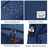 Lightweight Backpack for School, VASCHY Classic Basic Water Resistant Casual Daypack for Travel with Bottle Side Pockets (Navy)