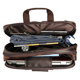 Polare Full Grain Leather 16.5'' Expandable Business Briefcase Laptop Travel Bag