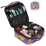 NiceEbag Travel Makeup Bag Cosmetic Bag for Women Girls Professional Train Case Nylon Cosmetic Storage Organizer with Removable Dividers for Cosmetics Make Up Tools, Large & Cute & DIY, Rose