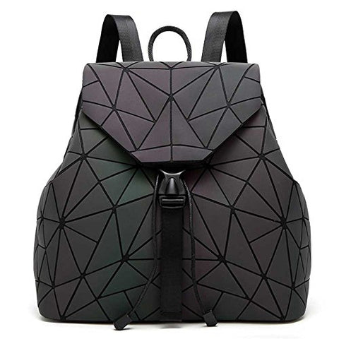 Diomo Geometric Lingge Women Backpack Luminous Mens Travel Shoulder Bag Rucksack (Luminous No.3)