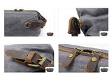 Royal Fair Men'S Toiletries Real Leather Wrist Wrap Retro Wax Canvas Toiletry Bag Travel (Army