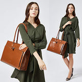 BOSTANTEN Women Leather Briefcase Vintage Shoulder 15.6" Laptop Tote Handbags Brown