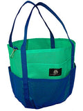 Saltwater Canvas Mesh Dolphin Bag, 7 Pockets, Medium Beach Tote, Gym, Green Navy