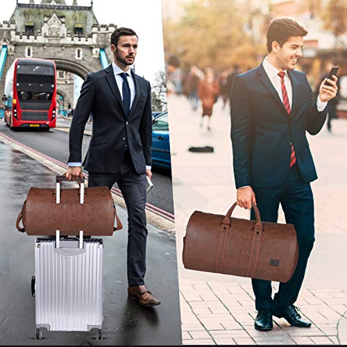 Carry On Garment Bag, Large PU Leather Duffle Bag for Women, Waterproof  Garment Bags for Travel with Shoe Pouch, 2 in 1 Hanging Suitcase Suit  Travel