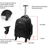 Racini Business Travel Nylon Waterproof Rolling Backpack, Freewheel Wheeled Backpack With Two Extra