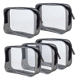 5 Packs Clear Cosmetics Bag TSA Approved, Wobe PVC Zippered Toiletry Carry Pouch Portable Makeup Bag for Vacation Travel, Bathroom and Organizing Waterproof Makeup Bag Vinyl Plastic Organizer Case