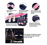 Adanina Cute Print Bowknot Trolley Backpack Elementary Middle School Rolling Bag Wheeled Waterproof