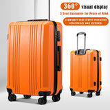 Coolife Luggage Expandable(only 28") Suitcase PC+ABS with TSA Lock Spinner 20in 24in 28in (orange, L(28IN))