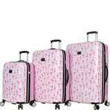 Betsey Johnson Luggage Hardside 3 Piece Set Suitcase With Spinner Wheels (20" 26" 30") (One Size, Flamingo Strut)