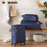 AmazonBasics Softside Spinner Luggage - 21-inch, Carry-on/Cabin Size, Navy Blue