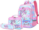 CAMTOP Girls Backpack for School, Girls Backpack with Lunch Box Kids BookBag Set for Elementary Middle School (y058-3/Cloud Rainbow)