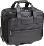 Kenneth Cole Reaction Genuine Leather Dual Compartment 15.4" Wheeled Laptop Portfolio, Black