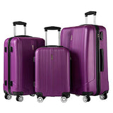 Luggage Set 3 Piece Set Suitcase set with TSA Lock Spinner Hard shell Lightweight (Purple)