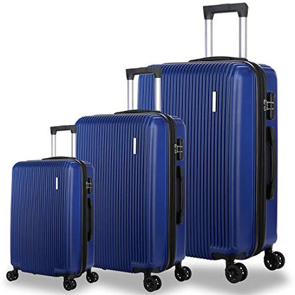 Dfavors 3 Pieces Expandable Luggage Set Abc Hardside Spinner Set Lightweight Carry On Suitcase