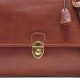 Floto Leather Briefcase Messenger Bag in Brown Italian Calfskin