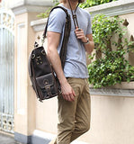 Polare Men'S Vintage Full Grain Leather Satchel Backpack Shoulder Bag Messenger Bag