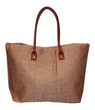 101 Beach Large Jute Tote Bag - Custom Embroidery Available (Brown)