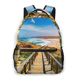 Casual Backpack,Boardwalks To The Beach And Ocean With F,Business Daypack Schoolbag For Men Women Teen