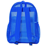 Heavy Duty Classic Gym Student Mesh See Through Netting Backpack | Padded Straps | Royal Blue