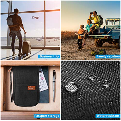 P.travel Passport Wallet Waterproof Family Travel Passport Holder Travel Document OrganizerBlack