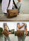 Men Bags Vinatge Canvas Messenger Bags Men's Crossbody Shoulder Bag Casual Travel Bag 2101 (COFFEE)