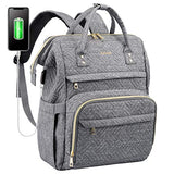LOVEVOOK Laptop Backpack Womens Computer Bag Nurse Teacher Backpack Purse Laptop Bookbag, 17 inch, Plait Grey