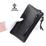 BOBILIKE Women's RFID Blocking Leather Wallets Credit Card Cash Holder Clutch Wristlet, Rose Red