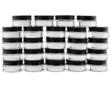 7-Milliliter Glass Lip Balm Jars (24-Pack).25-Ounce Thick-Walled Containers (Clear with black lids)