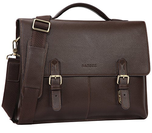 Banuce Vintage Faux Leather Briefcase for Men PU Business Tote Messenger Satchel 14" Laptop Bag
