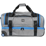 Ful Streamline 30in Soft Rolling Duffel Bag, Retractable Pull Handle, Split Level Storage, Grey