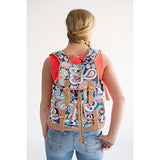 Fashion Print Faux Leather Buckles Drawstring Campus Backpack (Paisley - Blank)