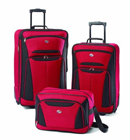 American Tourister Luggage 3-Piece Set, Red/Black