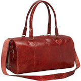 Sharo Leather Bags Red Round Duffle Bag (Red)