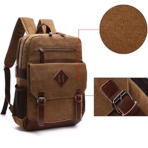 Aidonger Vintage Canvas Laptop Backpack School Backpack (Khaki)