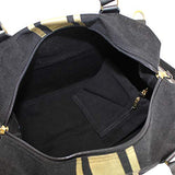 CB Station Brushed Canvas Weekender Black With Gold Paintstroke Stripes, 18 oz Canvas