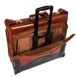 Real Leather Suit Garment Dress Carrier Travel Weekend Bag On Wheels A1236 Cognac