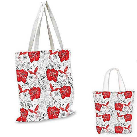 Hawaiian Decorations Collection canvas messenger bag Patterns with Hibiscus and Hummingbirds