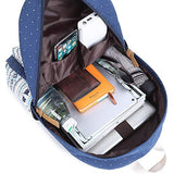 School Backpack for Girls,Hey Yoo Printed Canvas Casual Bookbag Backpack for Girls School (blue)