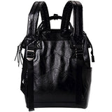 Berchirly Casual PU Leather Backpack Laptop Bookbag Black Girls Schoolbag Casual Daypack