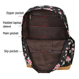 ABage Cute Casual Bag Floral Canvas Backpack College Book Bag Travel Daypack, Black1