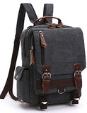 Aidonger Unisex Canvas Messenger Bag Backpack Shoulder Bag (Backpack Shoulder Bag, Black)