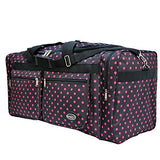 "E-Z Tote" Polka Dots Duffle Bag/Gym Bag/Travel Bag Size 30" with 4 Colors (Black/Pink Dots)