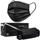 Black Disposable Face Masks, Face Mask of 50 Pack Disposable Mask