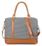 CAMTOP Women Ladies Travel Bag Canvas Weekend Overnight Carry On Luggage Bags(Black Stripe)