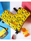 AO WEI LA OW Cute Unisex Kids Ride on Suitcase Travel Trolley Case Spinner Carry on Luggage with Wheels suggest fits to kids aged 3-6 years old(Yellow/01, 20 Inch)