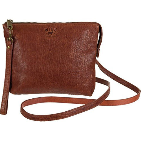 Will Leather Goods Opal Zip Pouch Crossbody Purse Cognac, One Size
