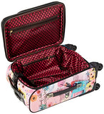 Nicole Lee Women's 18" Graphic Pink Carry-on Luggage, 4 Spinner Wheels, Venecia Loves Make Up